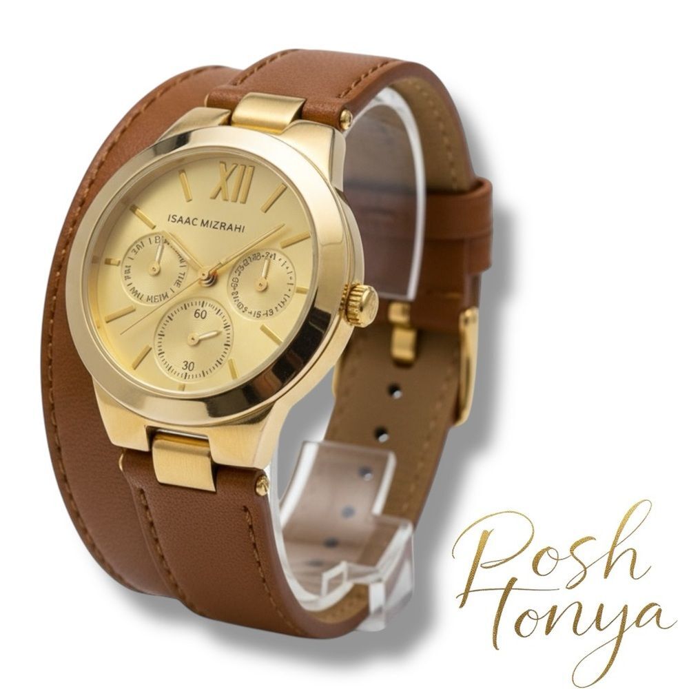 Isaac Mizrahi Live! Womens Round Case Double Strap Wrap-Around Style Watch
